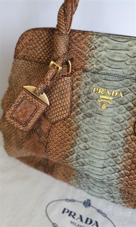 prada pitone frame bag|PRADA Python Top Handle Frame Bag Naturale .